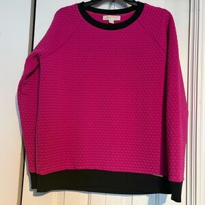 Michael Kors Hot Pink Quilted Pullover with Black Trim